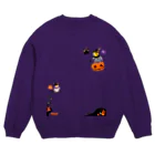 LittleLoroのFlying Pumpkin オカメインコのハロウィン 大きめワンポイント系 0461 Crew Neck Sweatshirt