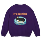 Teal Blue Coffeeのお昼寝の時間　-puppy teal- Crew Neck Sweatshirt