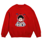 Nozomi Miyazaki illustration SUZURI storeの宇宙飛行士 Crew Neck Sweatshirt