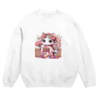 猫好き Japanの振り袖ねこ Crew Neck Sweatshirt