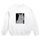 エマメ本舗のオッドアイの白猫エマメちゃんグッズ Crew Neck Sweatshirt