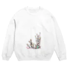 小さなおみやげやさん（SUZURI支店）のきのこと小人と時々カエル（えのき茸） Crew Neck Sweatshirt