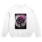 紅空月(kouzuki)designの和筆薔薇_pink Crew Neck Sweatshirt