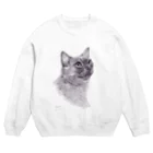 sacco_in offical goodsのBlack&White Cat Crew Neck Sweatshirt