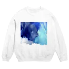 CHIAKIX SHOPの青色の水彩 Crew Neck Sweatshirt