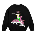 ワイルドファンシーショップSUZUKI21のイルカに乗った美智子 Crew Neck Sweatshirt