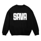 鯖デインのさばだばだーのSAVA(ホワイト字) Crew Neck Sweatshirt