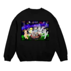 🤍一ノ瀬 彩 🐇⸒⸒ suzuri支店🤍の夜空キャンプ【ゆめかわアニマル】 Crew Neck Sweatshirt