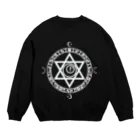 KIKITEKI_LABORATORYの魔法陣×六芒星×猫目玉 white Crew Neck Sweatshirt