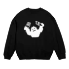 QUQU_WORKSのスノーボードをへし折るイエティ ホワイト Crew Neck Sweatshirt