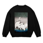 MUGEN ARTの小原古邨　雪中群鷺（白鷺の群れ）日本のアートTシャツ＆グッズ Crew Neck Sweatshirt
