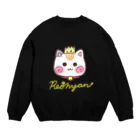 旅猫王子れぉにゃん👑😼公式(レイラ・ゆーし。)の(黄色ロゴ)顔だけ☆れぉにゃん Crew Neck Sweatshirt