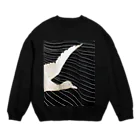 PALA's SHOP　cool、シュール、古風、和風、の黒と白　水鳥の柄 Crew Neck Sweatshirt