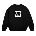 BEERのビールガール_黒字(白背景) Crew Neck Sweatshirt