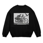 Skull sectionのバイクとドクロ（黒メイン） Crew Neck Sweatshirt