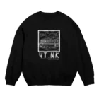 YUTANEKO公式ショップのゆたねこ　ボンネットバス　白抜き Crew Neck Sweatshirt