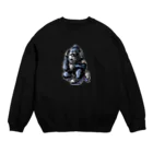 ビューティフルハードコアイラストレーション-DESIGN STOREのヘッドホンゴリラ Crew Neck Sweatshirt