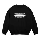 QUQU_WORKSのノーサーフスケートノーライフ サーフスケートデザイン ホワイト Crew Neck Sweatshirt