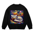 manul-of-the-worldのPsychedelic pallas cat Crew Neck Sweatshirt