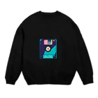 愛着ライフのレトロなネオンフロッピー Crew Neck Sweatshirt