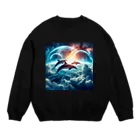 Mangetu2024の宇宙海（イルカ） Crew Neck Sweatshirt