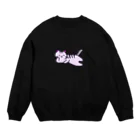 おもち屋さんのごろごろねこ（紫） Crew Neck Sweatshirt