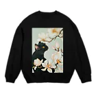 おちょぴの白木蓮と黒猫 Crew Neck Sweatshirt