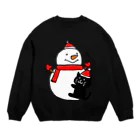 えかきにゃんこのお店♪のくろねことゆきだるま Crew Neck Sweatshirt