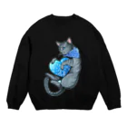 miku'ꜱGallery星猫のロシアン ブルー ハート💙 Crew Neck Sweatshirt