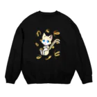 猫の隠れ家のはちわれ靴下の猫又ちゃん Crew Neck Sweatshirt