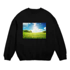 Teatime ティータイムの大草原の風景 Crew Neck Sweatshirt