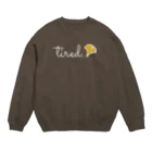 tired.の【オータム】ロゴBホワイト Crew Neck Sweatshirt