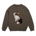 rabbit loverのフワフワうさぎ（茶ぶち） Crew Neck Sweatshirt