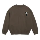 u_niのuni 猫 全身 モノクロ Crew Neck Sweatshirt