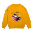 ピヨ爺の副業のほっとひとかえる = げこたろう = Crew Neck Sweatshirt