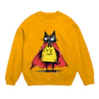 Lapis SHOPの黒猫ヒーロー Crew Neck Sweatshirt