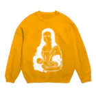 山形屋米店のモナリザ【白プリント】 Crew Neck Sweatshirt