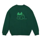 MONKUMIKOの座るこねこ（緑） Crew Neck Sweatshirt