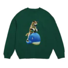 愛犬太郎のグッズのクジラに乗った太郎【柴犬】 Crew Neck Sweatshirt