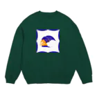 一般のオレンジ×ブルーの文鳥 Crew Neck Sweatshirt