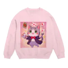 ぴーすけ🃏【ポーカーグッズ】のマジシャン猫 Crew Neck Sweatshirt