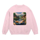 ニャーちゃんショップの眠りネコ Crew Neck Sweatshirt