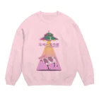 SpaceLabDesignのスペースピンク牛 Crew Neck Sweatshirt