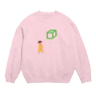 犬吠え商店の四角ガール Crew Neck Sweatshirt