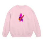 heartmのギターうさぎ Crew Neck Sweatshirt