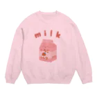 ひるね本箱　Hirune Honbako のいちごミルク Crew Neck Sweatshirt