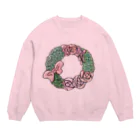 oiabuemoのリボンと薔薇のリース Crew Neck Sweatshirt