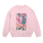 ピンク髪人間、それ以外ものグリーンピンク人間 Crew Neck Sweatshirt