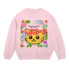 にゃんぴーのお花のうるにゃん（アップ） Crew Neck Sweatshirt