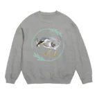 やちよ｜リアル鳥イラストのササゴイさん_鮎ゲット Crew Neck Sweatshirt